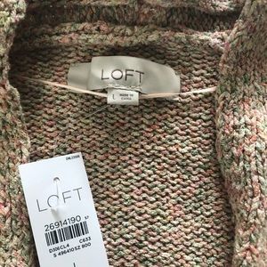 Loft cardigan L peach tan green tweed